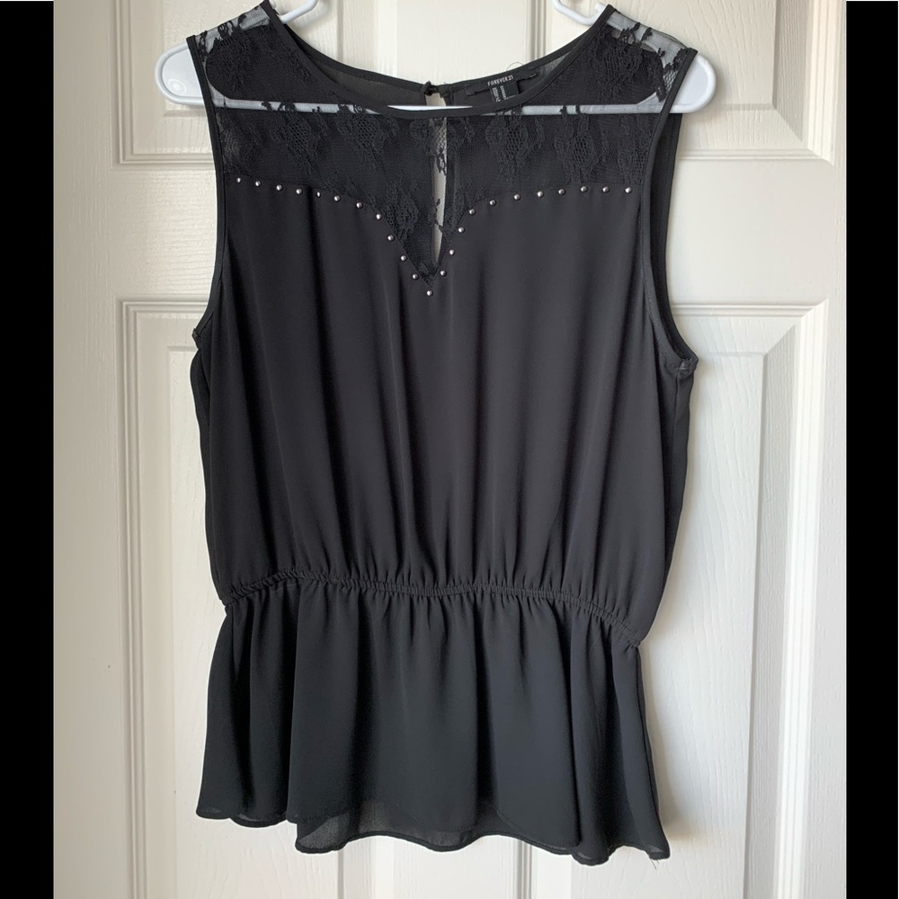 Forever 21 black lace, studded top